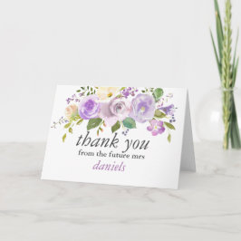 Cartão Lilac Watercolor Floral Chá de panela Obrigado