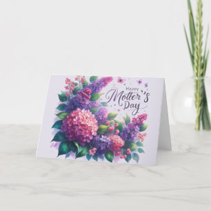 Cartão Lilas Bonitas Dia das Mães Floral "Mãe"