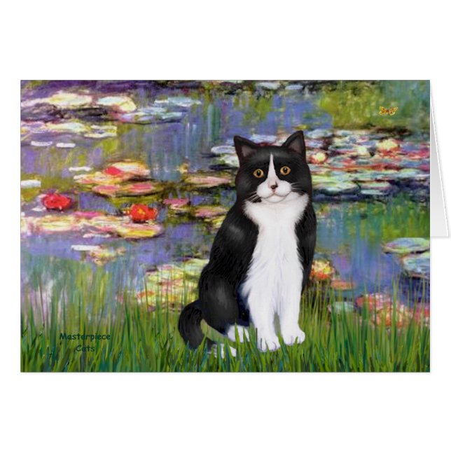 Cartão Lilies 2 - Gato Preto e Branco (Frente Horizontal)
