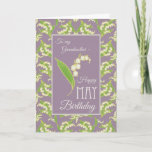 Cartão Lilies May Birthday Card, Mauve: Grandmother<br><div class="desc">A pretty May Birthday Card for a Grandmother,  with patterns of Lilies-of-the Valley on a Mauve background; from the Posh & Painterly 'For the Love of Lilies' collection.</div>