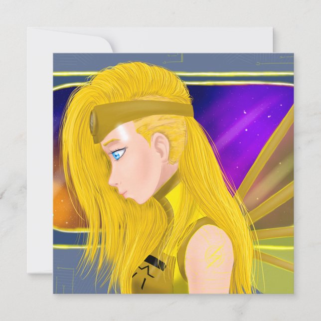 Cartão Lilin OC - Anjo ciborgue - Arte inspirada no Stars (Frente)