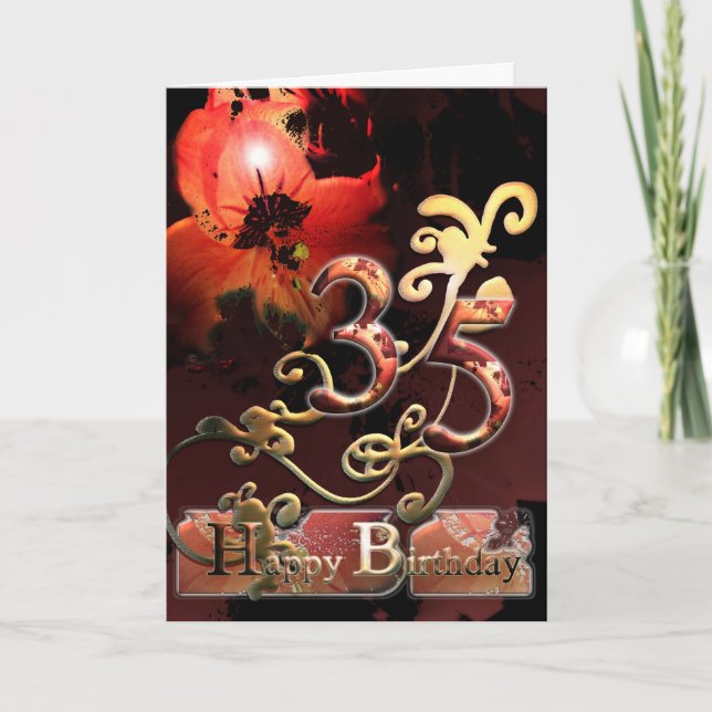 Cartão Lilly Dream flower Happy 35 Birthday floral (Frente)