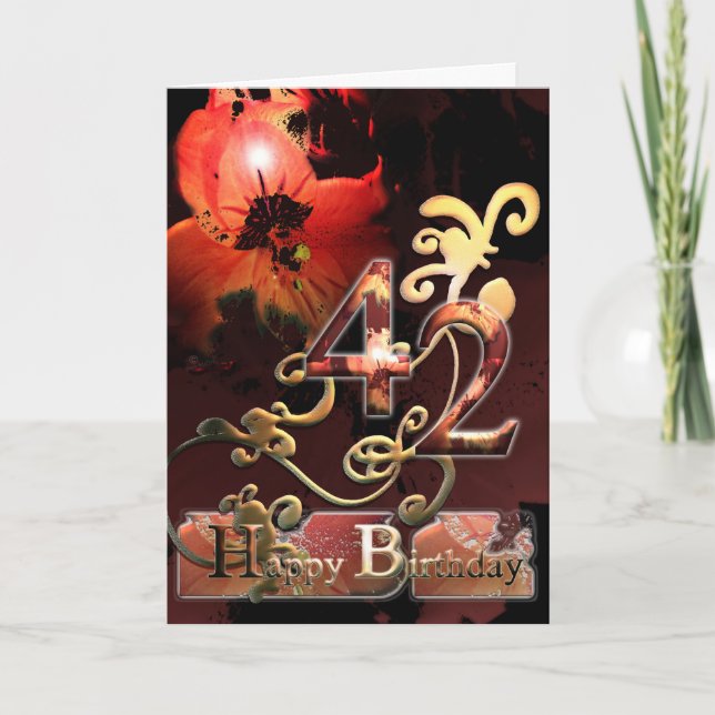 Cartão Lilly Sonho flor Feliz 42 Aniversário floral (Frente)