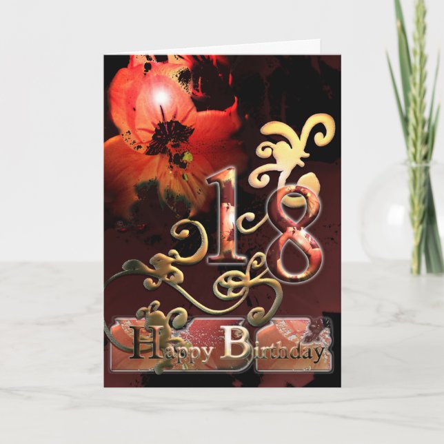 Cartão Lily Dream flower Happy 18th Birthday ornate Card (Frente)