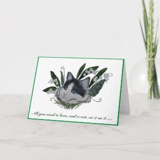 Cartão Lily of the valley fairy kitty greeting card