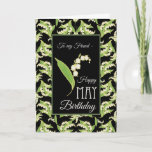 Cartão Lily-of-the-Valley May Birthday Card, Black Friend<br><div class="desc">A stylish May Birthday Card for a Friend,  with mix'n'match patterns of Lilies-of-the Valley on a Blac background; from the Posh & Painterly 'For the Love of Lilies' collection.</div>