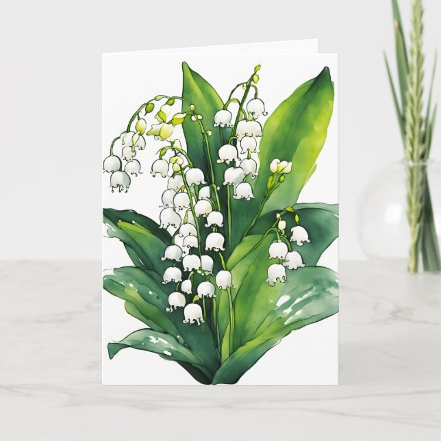 Cartão Lily of the Valley - Watercolor flowers (Frente)