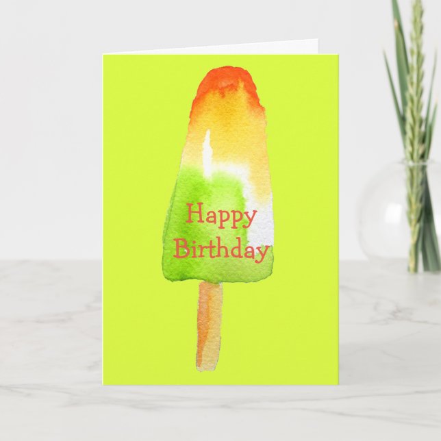 Cartão Lime popsicle cute Summertime watercolor birthday (Frente)