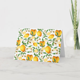 Cartão Limões Amarelos e Flores de Limão Lindos  
