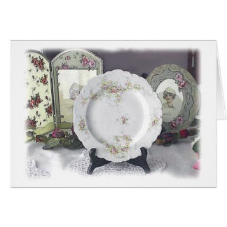 Cartão Limoges e rosas cor-de-rosa