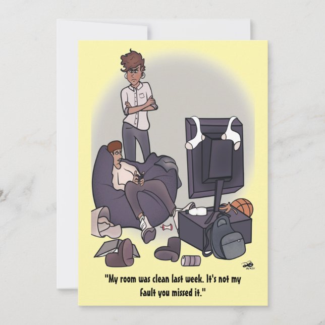 Cartão Limpe a placa flexível do seu quarto (Frente)