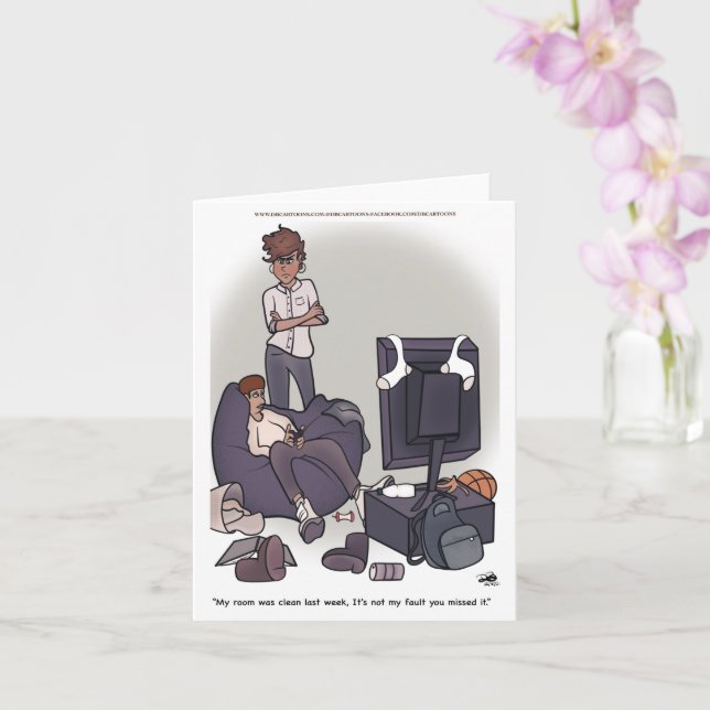 Cartão Limpe seu quarto (Orquídea)