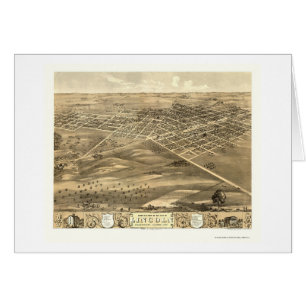 Cartão Lincoln, mapa panorâmico do IL - 1869