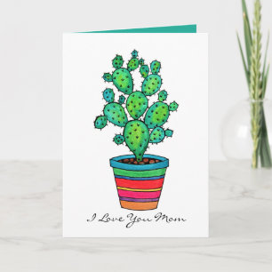 Cartão Linda Cactus Watercolor Em Belo Pote
