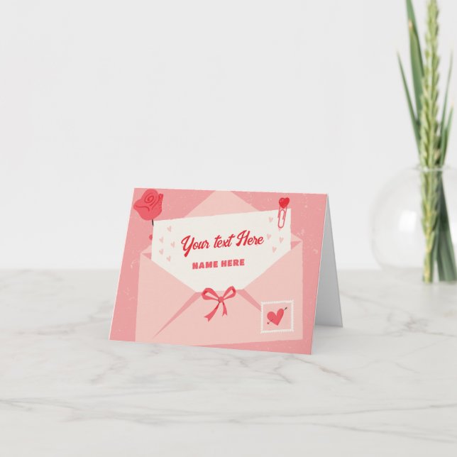 Cartão Linda carta rosa (Frente)