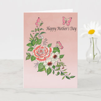 Cartão Linda Flor em Aquarela Feliz Dia das Mães 
