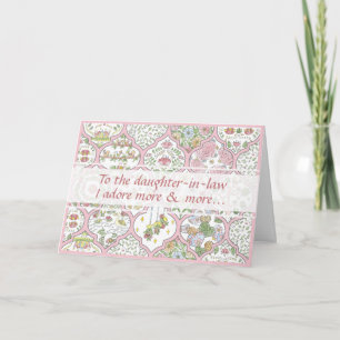 Cartão Linda Floral Rosa Filha-Política Feliz Aniversário