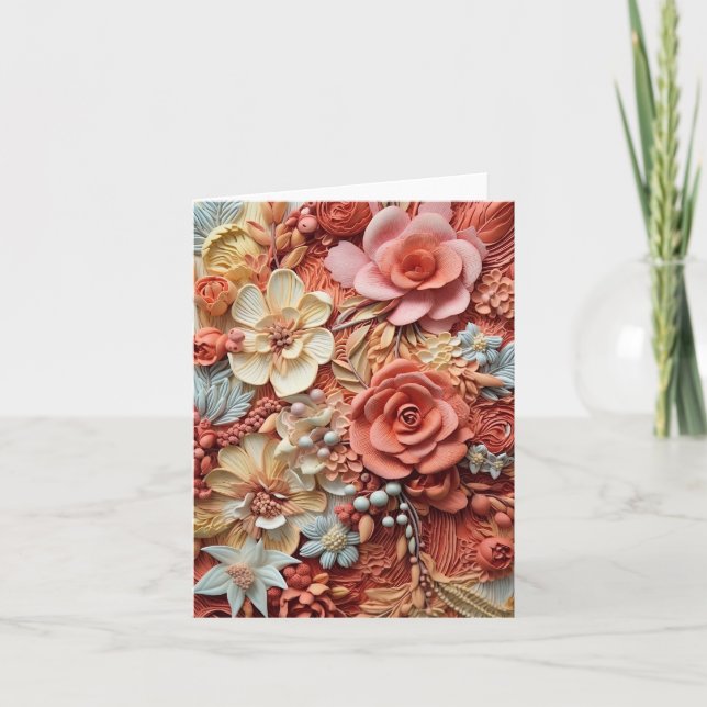 Cartão Linda Floral Vitoriana Elegante Bonito Flores (Frente)