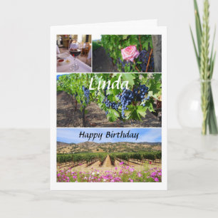 Cartão Linda Happy Birthday California Vineyards Card
