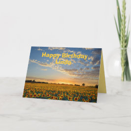 Cartão Linda Happy Birthday Sunflowers at Sunset