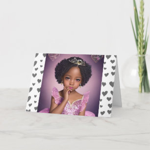 Cartão Linda Menina de Cor Princesa Aniversário