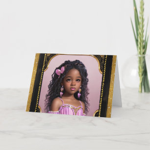 Cartão Linda Menina de Cor Princesa Aniversário
