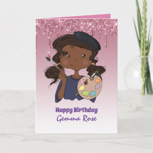 Cartão Linda Menina Negra Aniversário - Muitos Temas