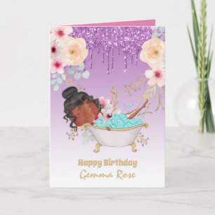 Cartão Linda Menina Negra Aniversário - Muitos Temas