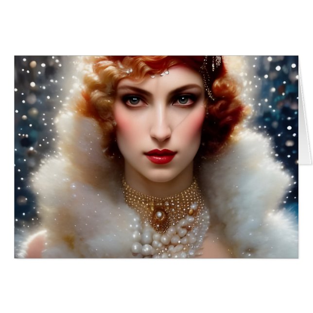 Cartão Linda Mulher de Branco Todas as Ocasiões Saudação (Frente Horizontal)