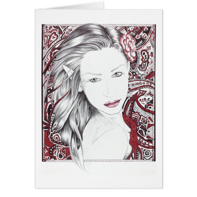 Cartão Linda Paisley Female Elf (Frente)