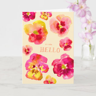 Cartão Linda Pansy Rosa Floral Brilhante