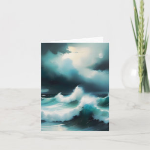 Cartão Linda pintura de ondas legal no Oceano Azul