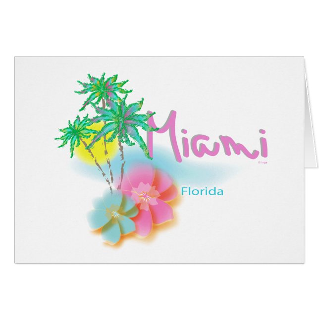 Cartão Linda praia de Miami Flórida (Frente Horizontal)