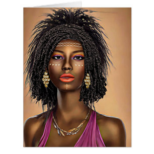 Cartão Linda Princesa Negra-Africana Arte Mulher