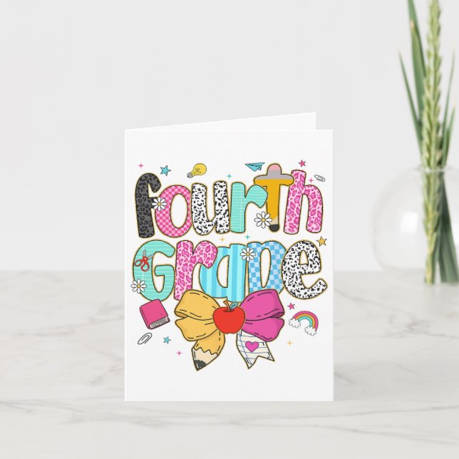 Cartão Linda Professora do Quarto Ano Préppy e Fofo Levea (Frente)