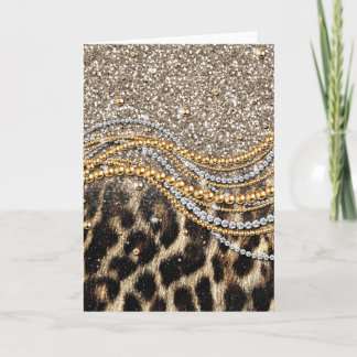 Cartão Linda Trendência Leopard Faux Impressão Animal