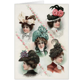 Cartão Linda Vintage Designer Summer Hat Women, 1900