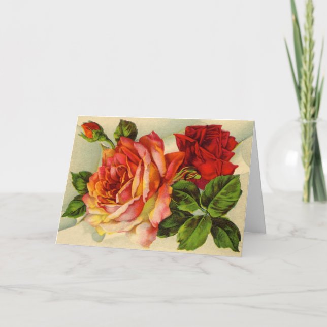 Cartão Linda Vintage Rose Bouquet (Frente)