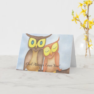 Cartão Linda Watercolor Owl Lovers