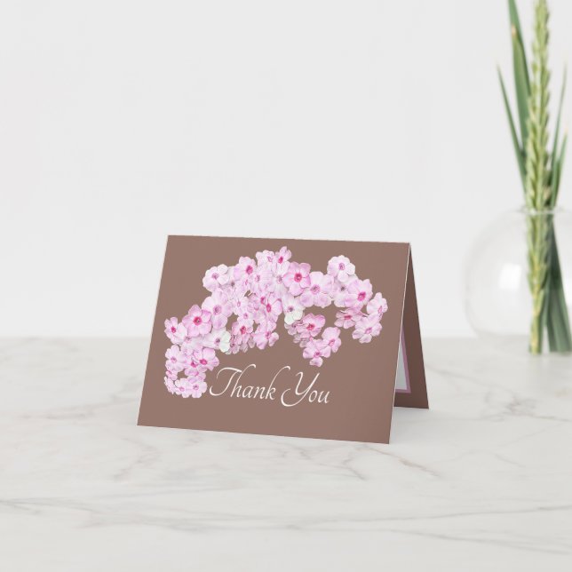 Cartão Lindas Flores Botânicas Rosa Obrigado (Frente)