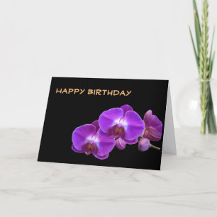 Cartão Lindas flores de orquídea roxa feliz aniversário