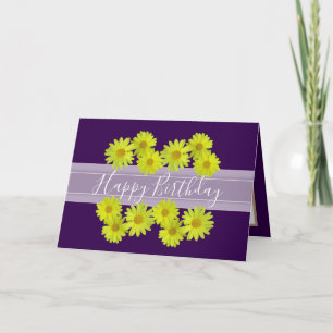 Cartão Lindas Margaridas Amarelas Botânico Floral Anivers