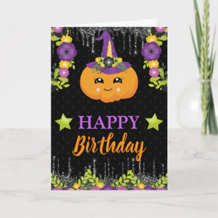 Cartão Lindo Abóbora Floral Floral Aniversário de Hallowe