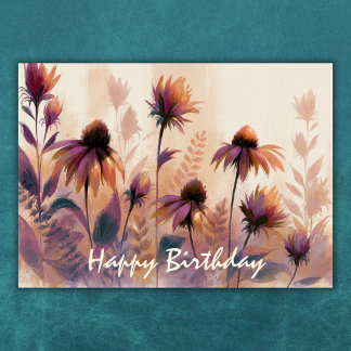 Cartão Lindo Aniversário Floral de Flores Silvestres de O