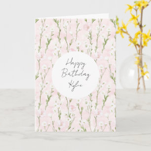 Cartão Lindo Aniversário Floral Rosa Bege