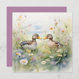 Cartão Lindo bico de pato aquarela para ser em branco 