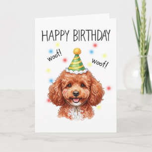 Cartão Lindo Brinquedo Vermelho Poodle Doodle Fácil Anive