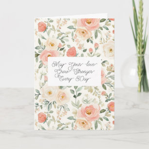 Cartão Lindo Casal de Noiva Floral Rosa Bege