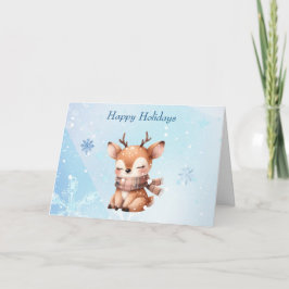 Cartão Lindo cervo de desenho animado na neve