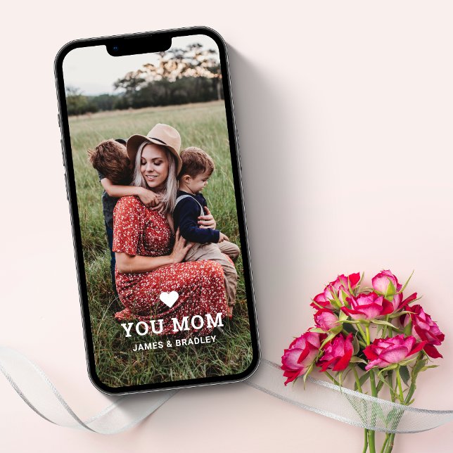 Cartão Lindo Corações AMO VOCÊ MÃE Foto do Dia das Mães (Criador carregado)